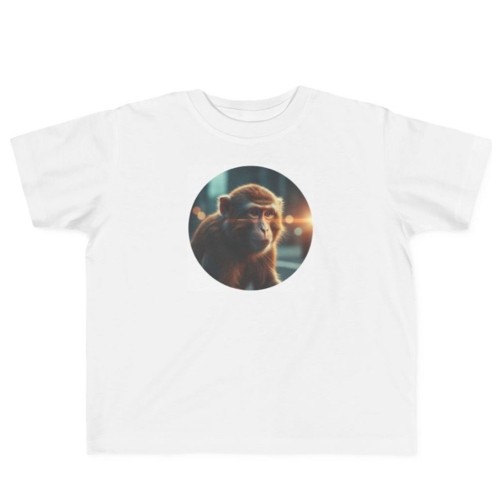 Kids White T-Shirt with Monkey Print